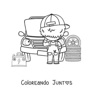 Imagen para colorear de mecánico automotriz reparando un auto