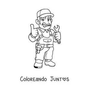 Imagen para colorear de hombre con profesión de mecánico animado