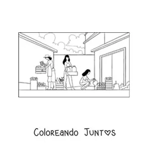 Imagen para colorear de mujeres realizando actividades agrícolas