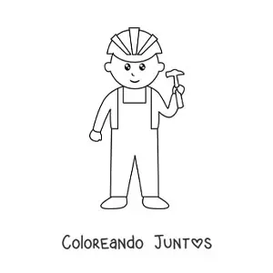 Imagen para colorear de albañil fácil con casco