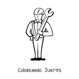 Imagen para colorear de trabajador de la construcción con una llave