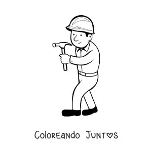 Imagen para colorear de trabajador de la construcción con un martillo