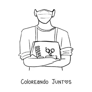 Imagen para colorear de barbero con un peine y unas tijeras