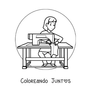 Imagen para colorear de mujer modista con una máquina de coser