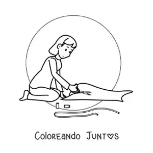 Imagen para colorear de mujer modista confeccionando una prenda