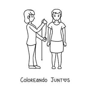 Imagen para colorear de mujer modista tomando las medidas de la clienta