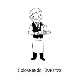 Imagen para colorear de mesero de un restaurante