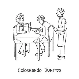 Imagen para colorear de mesero trabajando en un restaurante