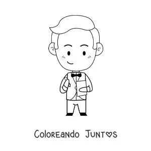 Imagen para colorear de mayordomo kawaii animado