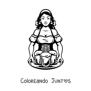 Imagen para colorear de mesera de una taberna medieval