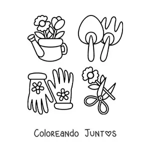 Imagen para colorear de herramientas de jardinería
