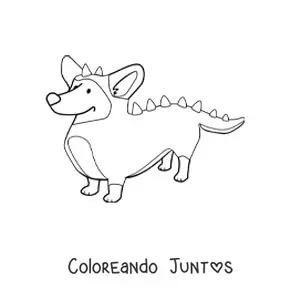 Imagen para colorear de un corgi disfrazado de cocodrilo