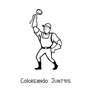 Imagen para colorear de hombre con oficio de plomero