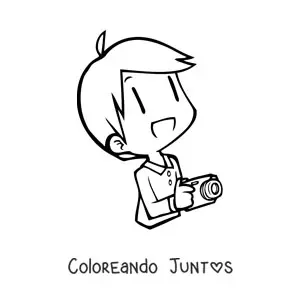 Imagen para colorear de hombre fotógrafo kawaii
