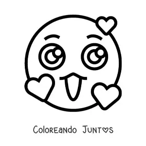 Imagen para colorear de emoji enamorado kawaii