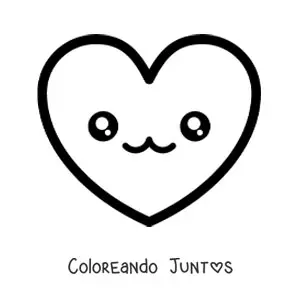 Imagen para colorear de emoji de corazón enamorado kawaii