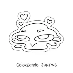 Imagen para colorear de emoji derretido de amor