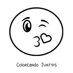 Imagen para colorear de emoji coqueto soplando un beso