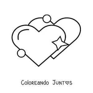 Imagen para colorear de emoji de dos corazones con brillos