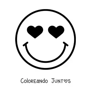 Imagen para colorear de emoji de carita sonriente enamorada