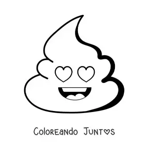 Imagen para colorear de emoji de caquita sonriente enamorada