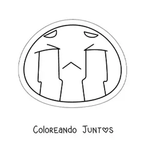 Imagen para colorear de emoji triste kawaii llorando