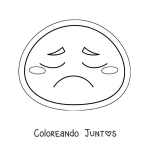 Imagen para colorear de emoji triste kawaii