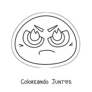 Imagen para colorear de emoticón enojado kawaii animado