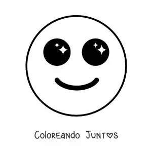 Imagen para colorear de emoji feliz con ojos grandes