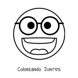 Imagen para colorear de cara feliz con lentes