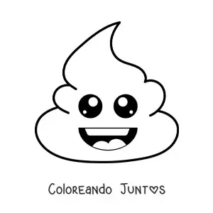 Imagen para colorear de emoji de caquita feliz kawaii