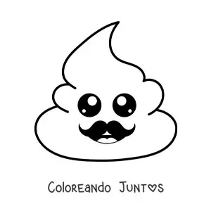 Imagen para colorear de emoji de caquita feliz con mostacho