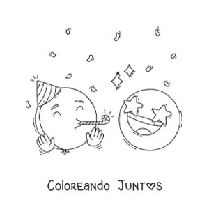 Imagen para colorear de emoji de fiesta de cumpleaños