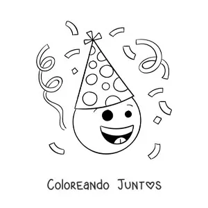Imagen para colorear de emoji de cumpleaños animado