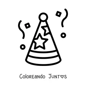 Imagen para colorear de emoji de un gorro de fiesta de cumpleaños