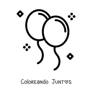 Imagen para colorear de emoji de globos de cumpleaños