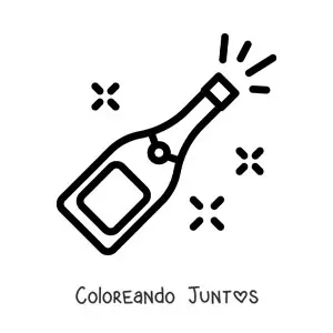 Imagen para colorear de emoji de champaña de fiesta