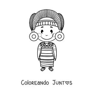 Imagen para colorear de mujer maya