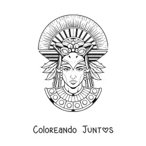 Imagen para colorear de mujer con tocado azteca