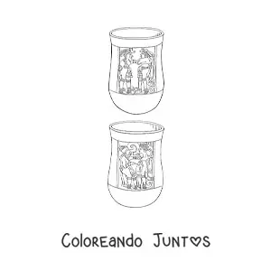 Imagen para colorear de vasijas aztecas