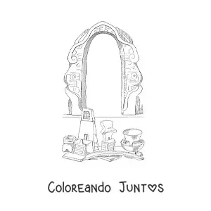 Imagen para colorear de arte azteca