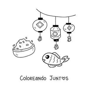 Imagen para colorear de elementos de la cultura china