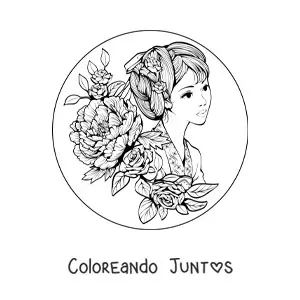 Imagen para colorear de hermosa mujer china