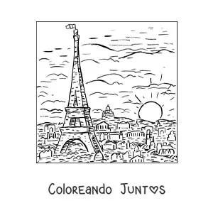 Imagen para colorear de paisaje de la ciudad de parís