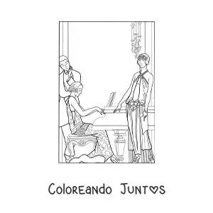 Imagen para colorear de chicas francesas de los años 20