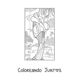 Imagen para colorear de moda francesa de los años 20