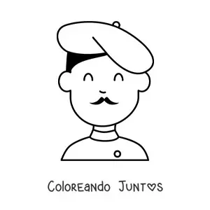 Imagen para colorear de hombre francés animado con boina