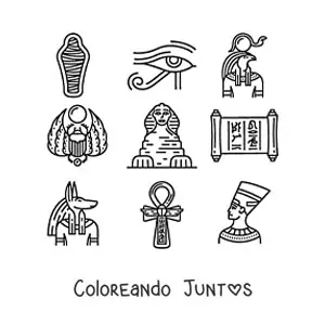 Imagen para colorear de elementos de la cultura egipcia