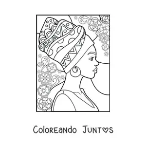 Imagen para colorear de mujer africana animada