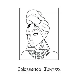 Imagen para colorear de mujer africana con turbante